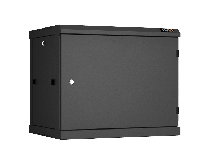 Настенный разборный шкаф TLK 19", 9U, металлическая дверь, Ш600хВ503хГ450мм, 2 пары монтажных направляющих, черный