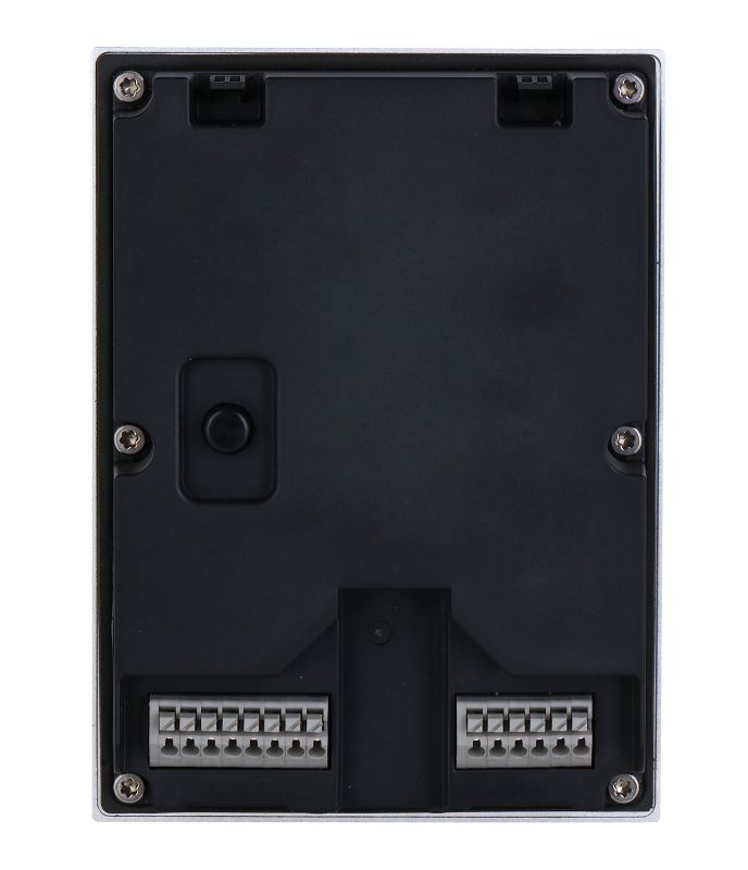 Вызывная панель с разрешением камеры 2мп и CMOS сенсором, угол 137 градусов, панель из алюминия, IP65, IK07. Групповые вызовы. Видео и аудио сообщения. Удаленный доступ через мобильное приложение DMSS. DC 12V, PoE