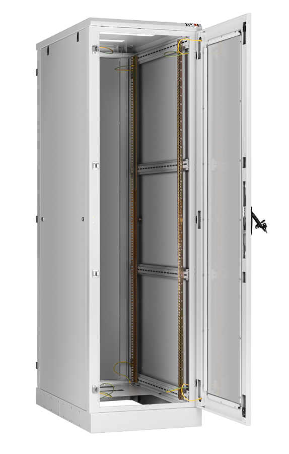 Напольный шкаф 19", 42U, стеклянная дверь, Ш600хВ2060хГ1000мм, в разобранном виде, серый