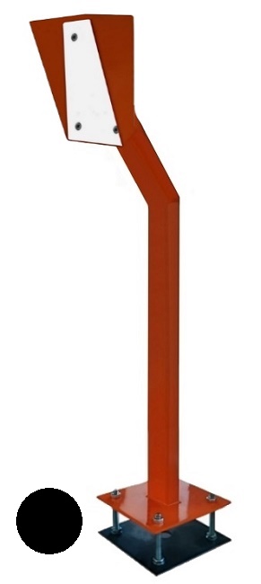Наклонная стойка (150 град.) для установки считывателя, высота 1270 мм, труба 30х60 мм, защитный кожух 150х250 мм с диэлектрической пластиной, основание 180х180 мм, электрический клеммник, закладная пластина для бетонирования + комплект оцинкованного крепежа