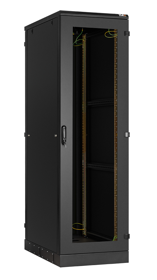 Напольный шкаф 19", 33U, стеклянная дверь, боковые цельнометаллические стенки и задняя дверь Ш600хВ1660хГ1000мм, в разобранном виде, черный