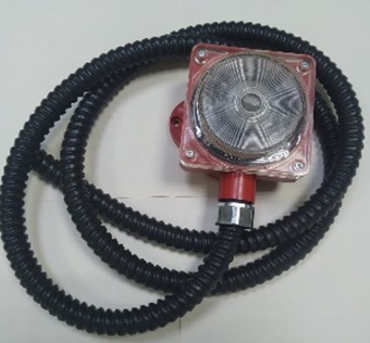 Оповещатель светозвуковой пожарный взрывозащищенный, рудничное исполнение, 12/24 В, 105 дБ, IP67/IP66, с видом взрывозащиты «герметизация компаундом» ”m”, с жестко закрепленным проводом, кабель питания в стоимость не входит