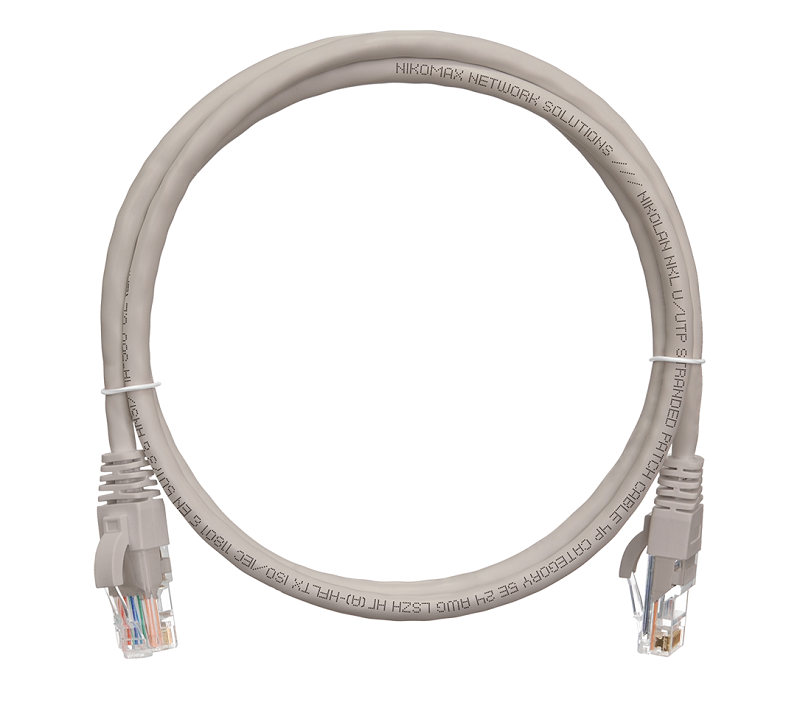 Патч-корд 10 метров U/UTP 4 пары, Кат.5е, LSZH, серый, 2хRJ45/8P8C, T568B, Molded