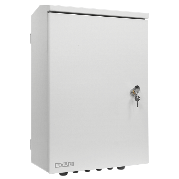 Шкаф коммутационный уличный, оснащен системой поддержания микроклимата, грозозащитой. Обеспечивает установку коммутаторов серии Bolid SW, резервирование питания по PoE от аккумуляторов. Укомплектован оптическим кроссом