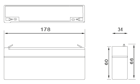 Аккумулятор 2,2А/ч, 12В, 178х34х66 мм, вес 0,97 кг
