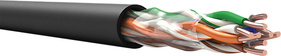 Кабель UTP 2 пары Cat5e, бухта 305 м, 2х2х0,52 мм, PE, уличный, бухта 305м
