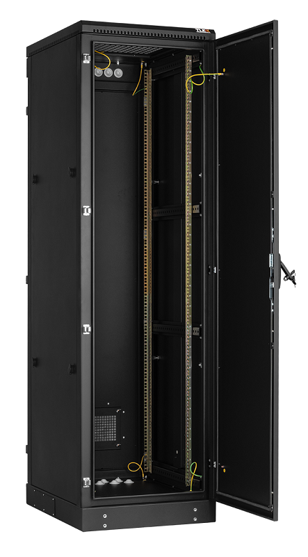 Напольный шкаф 19", 42U, промышленный, цельнометаллические двери, степень защиты IP54, Ш600хВ2070хГ800мм, черный