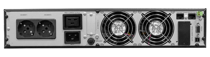 Источник бесперебойного питания 220В, 3000ВА (2700 Вт) On-Line, синусоидальная форма выходного напряжения, световая и звуковая индикация режимов работы, ЖК дисплей. Встроенный АКБ 9Ач, 6 шт, время резерва 3 мин. Дистанционный мониторинг по RS 232, USB, порт для&nbsp;&nbsp;платы релейного интерфейса. Возможность подключения SNMP-модуля DL 801. Функция удаленного аварийного отключения выходного напряжения (EPO). Корпус под 19" шкаф, высота 2U или настольная установка.