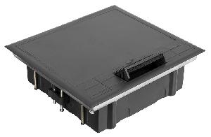 Лючок напольный, 12 (2x6) модулей, вертикальный, пластиковая крышка, серый