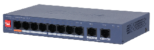 8-портовый PoE коммутатор с функцией облачного управления, Порты: 8 RJ45 10/100Мбит/с (PoE/PoE+/Hi-PoE), 2 RJ45 10/100/1000Мбит/с (uplink); мощность PoE: порт 1 до 60Вт, порты 2~8 до 30Вт, суммарно до 60Вт; PoE watchdog, передача до 250м; питание: 53В(DC)