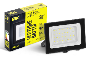 Прожектор СДО 06-30 светодиодный черный IP65 6500K