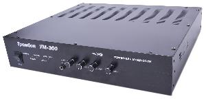 Тромбон-УМ-360 - Усилитель средней мощности, основное питание от сети 230 В 50 Гц, резервное питание =24В, номинальная выходная мощность 360 Вт, входов  4, выходное напряжение 30, 70, 100, 120 В, диапазон частот - 100-20000 Гц, 438х285х88 (2U) мм, 12 кг. Усилитель средней мощности, основное питание от сети 230 В 50 Гц, резервное питание =24В, номинальная выходная мощность 360 Вт, входов  4, выходное напряжение 30, 70, 100, 120 В, диапазон частот - 100-20000 Гц, 438х285х88 (2U) мм, 12 кг.