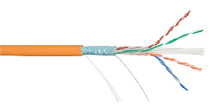 Кабель F/UTP 4 пары, Кат.6 (Класс E), тест по ISO/IEC, 250МГц, одножильный, BC (чистая медь), 23AWG (0,55мм), внутренний, LSZH нг(А)-HFLTx, оранжевый, 305м