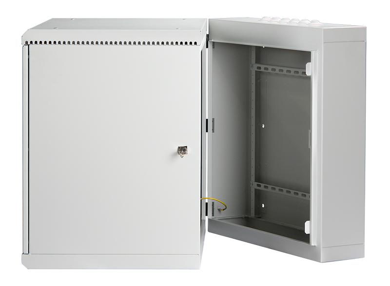 Настенный двухсекционный  шкаф 19", 15U, металлическая дверь, промышленный, степень защиты IP55, Ш600хВ771хГ600мм, серый.