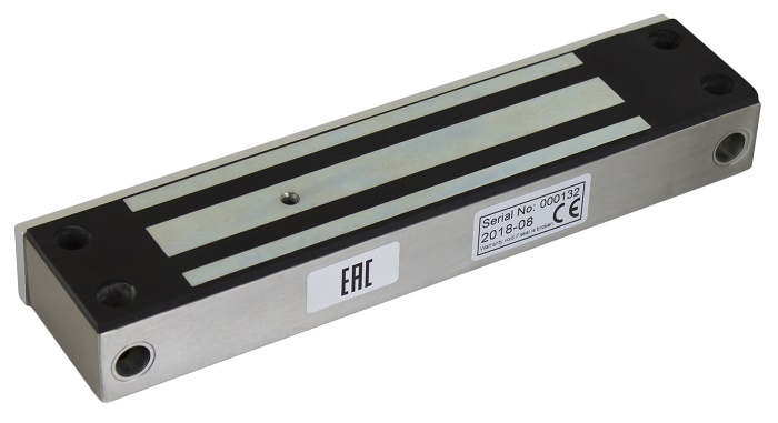 Электромагнитный замок IP67, 12V/24V DC, 0,5 A, усилие 350 кг, 220x46x27 мм. 2370 г, офисный дизайн, планка в комплекте. -40°С…+40°С