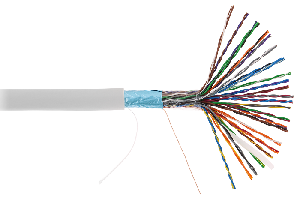 Кабель F/UTP 25 пар, Кат.5 (Класс D), 100МГц, одножильный, BC (чистая медь), внутренний, PVC нг(B), серый, 305м