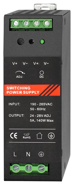 Блок питания 24 VDC/ 5 A, крепление на DIN-рейку, черный