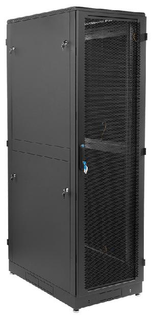 Шкаф серверный напольный 48U (600 × 1200) дверь перфорированная, задние двойные перфорированные, чёрный