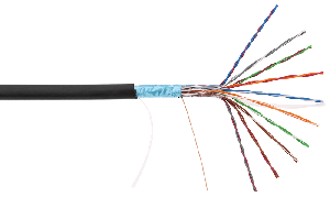 Кабель F/UTP 10 пар, Кат.5 (Класс D), 100МГц, одножильный, BC (чистая медь), внешний, PE до -40C, черный, 305м