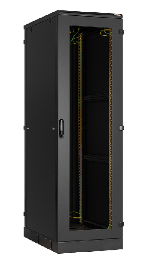 Напольный шкаф 19", 42U, стеклянная дверь, Ш600хВ2060хГ1000мм, в разобранном виде, черный