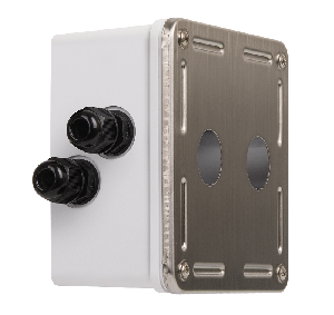 Индустриальный корпус настенной розетки 2 порта, под индустриальные модули-вставки, IP67, с герметичными вводами, металлик