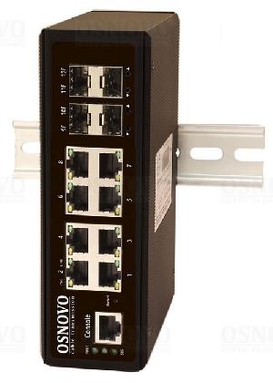 Промышленный управляемый (L2+) коммутатор Gigabit Ethernet на 8 GE Rj45 + 4 GE SFP порта. Порты: 8 x GE (10/100/1000Base-T) + 4 x GE SFP (1000Base-X). Уровень управления L2 (Full Managed). Питание DC12-55V. БП в комплект НЕ входит. Монтаж на DIN-рейку. Встроенная грозозащита 6kV. 53,5x165x123мм.  -40…+75°С