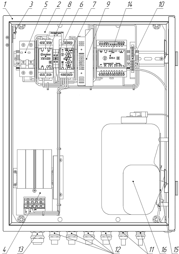 Термошкаф из нержавеющей аустенитной стали AISI 304. Термошкаф для стеклоочистителя и бочка омывателя. -50° до +50°С. IP66. Потребляемая мощность 102 Вт. 220В ± 15% AC, 6A. 400x500x210 мм.