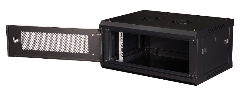 Шкаф 19" телекоммуникационный настенный, 4U 280х600х450 мм, дверь перфорация, черный