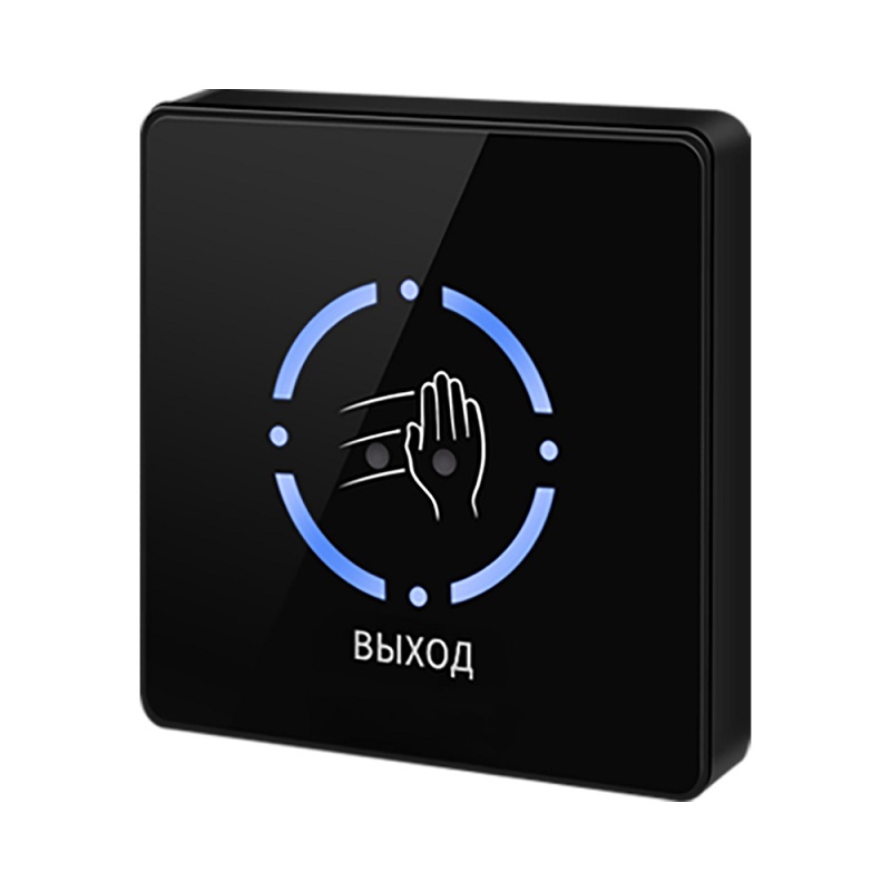 Кнопка на выход бесконтактная, накладная, группа контактов НЗ/НР, пластиковый корпус, таймер задержки, подсветка, дистанция 3-15 см. IP66, -20 ÷ +65° C, 86х86х15 мм.