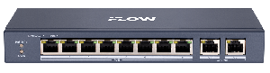 Коммутатор, L2, неуправляемый, 8 портов 10/100M RJ45 PoE, 2 uplink порта 1000М RJ45, 802.3af/at, бюджет PoE 60 Вт, поддержка режима передачи до 300м,10Мб/с, CAT6; защита от перенапряжения 6 кВ