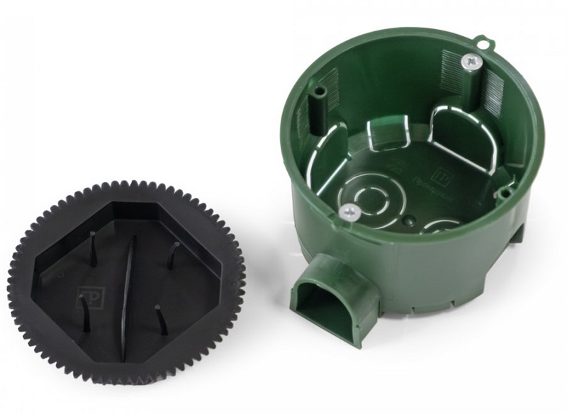 Коробка установочная безгалогенная (HF) 68х45 с саморезами и крышкой (8шт/уп)