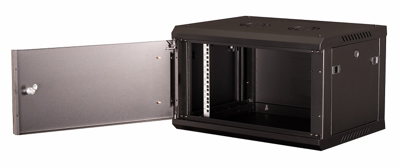 Шкаф 19" телекоммуникационный настенный, 6U 368х600х450 мм, дверь металл, черный