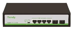 Неуправляемый РоЕ коммутатор, 6 портов (4 РоЕ RJ-45 х1Гбит/с + 2 Uplink SFP х1Гбит/с); РоЕ IEEE802.3af/at до 30Вт/порт, 1й порт до 40Вт; РоЕ бюджет 60Вт; Поддержка VLAN, PoE Watchdog, Extend режим 220м (3-4 порты); AC 100-240В; -10~50℃; 245х190х60мм, вес: 0.97 кг.