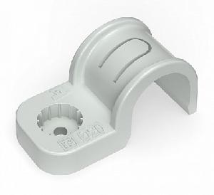 Крепеж-скоба пластиковая односторонняя для прямого монтажа серая в п/э д25 (50шт/уп)