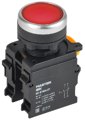 Кнопка с фиксацией d=22мм 1NO+1NC красная MASTER IEK