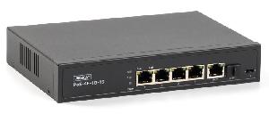 Коммутатор неуправляемый PoE Plus, мощность 80Вт, порты: 4-Ethernet, 1-Uplink, 1-SFP