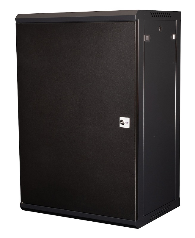 Шкаф 19" телекоммуникационный настенный, 18U 901х600х450 мм, дверь металл, черный