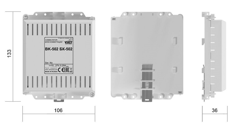 Блок коммутации периметрового домофона серии 500 предназначен для переключения линий связи и видеосигнала периметрового и подъездного домофонов. Работает совместно с БУД-585, Ethernet модулем VEM или GSM модулем VSM серии 700.