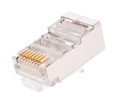 Коннектор NIKOMAX RJ45/8P8C под витую пару, Кат.6 (Класс E), 250МГц, покрытие 50мкд, универсальные ножи, экранированный, уп-ка 100шт.