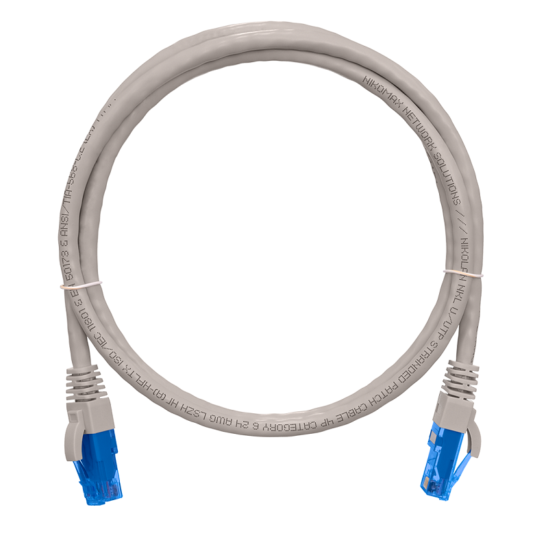 Патч-корд 10 метров U/UTP 4 пары, Кат.6, PVC, серый, 2хRJ45/8P8C, T568B