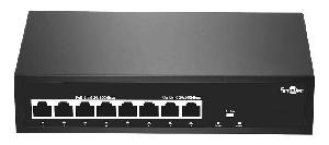 Неуправляемый коммутатор, 6 RJ-45 POE портов (10/100 Мбит/с), 2 RJ-45 Uplink порта (10/100 Мбит/с), бюджет на порт до 30 Вт, общий бюджет до 50Вт.