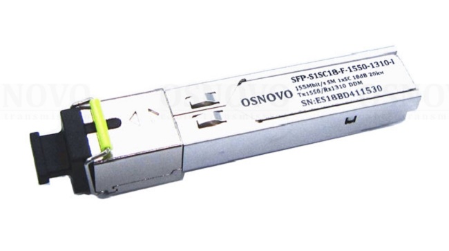 Оптический SFP Модуль промышленный. Одно волокно Single Mode. Скорость: до 155 мбит/c. Тип разъема: SC. Оптический бюджет: 18дБ. Расстояние передачи - до 20км. Рабочая длина волны,нм - Tx:1550/Rx:1310. Поддержка DDM. 13,7x12,2x56,7мм. -40…+85°С.