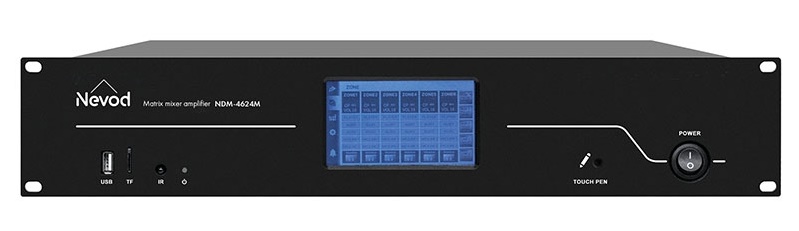 Активная цифровая аудио-матрица 4 входа 6 выходов, со встроенными источниками аудиосигнала, 6 каналов по 240 Вт.