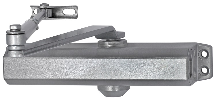 Доводчик двери c тягой EN 1-4, 15 - 85 кг, 1100 мм, 2-х скор., тормоз открывания, задержка закрывания, серебряный