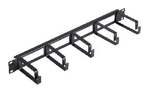 Кабельный органайзер 19", 1U, глубина колец 80мм, металлический, с отверстиями в опорной планке, черный, уп-ка 2шт.