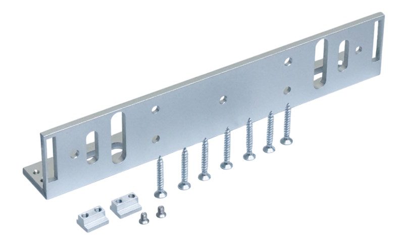 Уголок для крепления замков серий ML-295A**/ML-350A**, Цвет серебряный, материал алюминий. Саморезы и Т-образные гайки в комплекте. 250х47х31 мм.