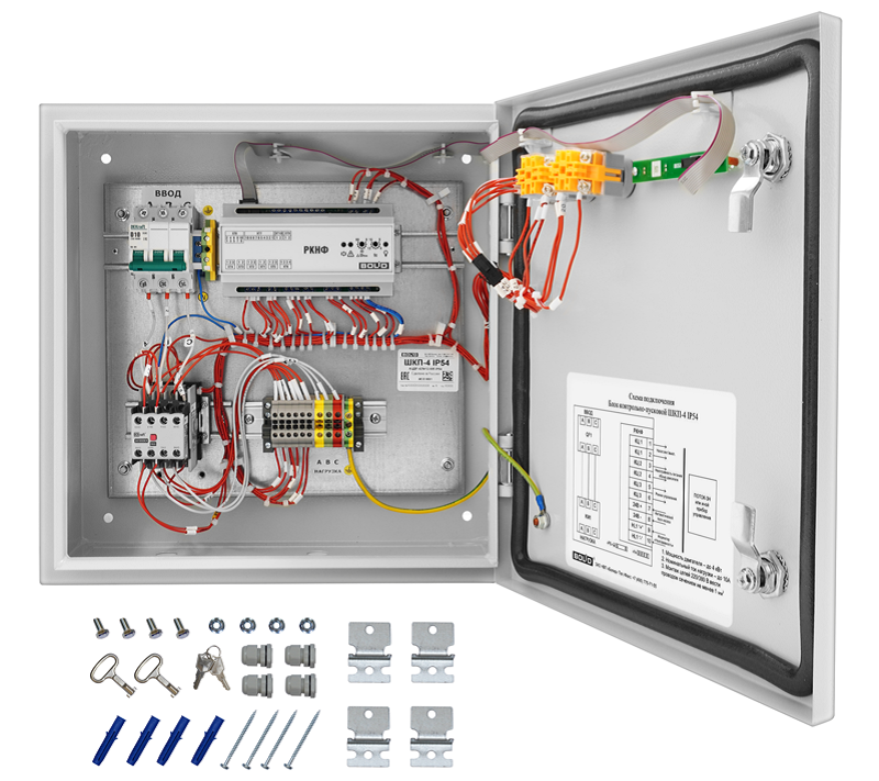 Шкаф контрольно-пусковой для автоматического и ручного управления асинхронным двигателем с короткозамкнутым ротором мощностью до 4 кВт,&nbsp;&nbsp;в корпусе  IP54