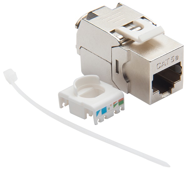Розеточный модуль Keystone кат.5e, FTP, 1xRJ45, T568A/B, без инструмента, белый