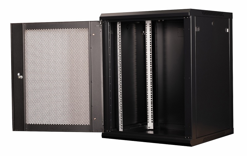Шкаф 19" телекоммуникационный настенный, 15U 769х600х600 мм, дверь перфорация, черный