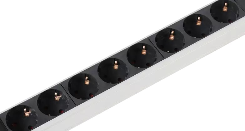 Вертикальный блок розеток Rem-16 с инд., 25 Schuko, 16 A, алюм., 42-48U, шнур 3 м